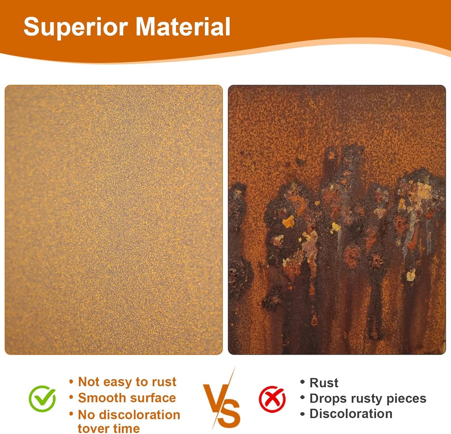 Corten Steel Planter Box 17"x16"x16", Metal Planter Spliced Flower Pot with Partitions, Outdoor & Indoor Large Rectangular Planter Box for Porch, Patio, Garden, Commercial Décor