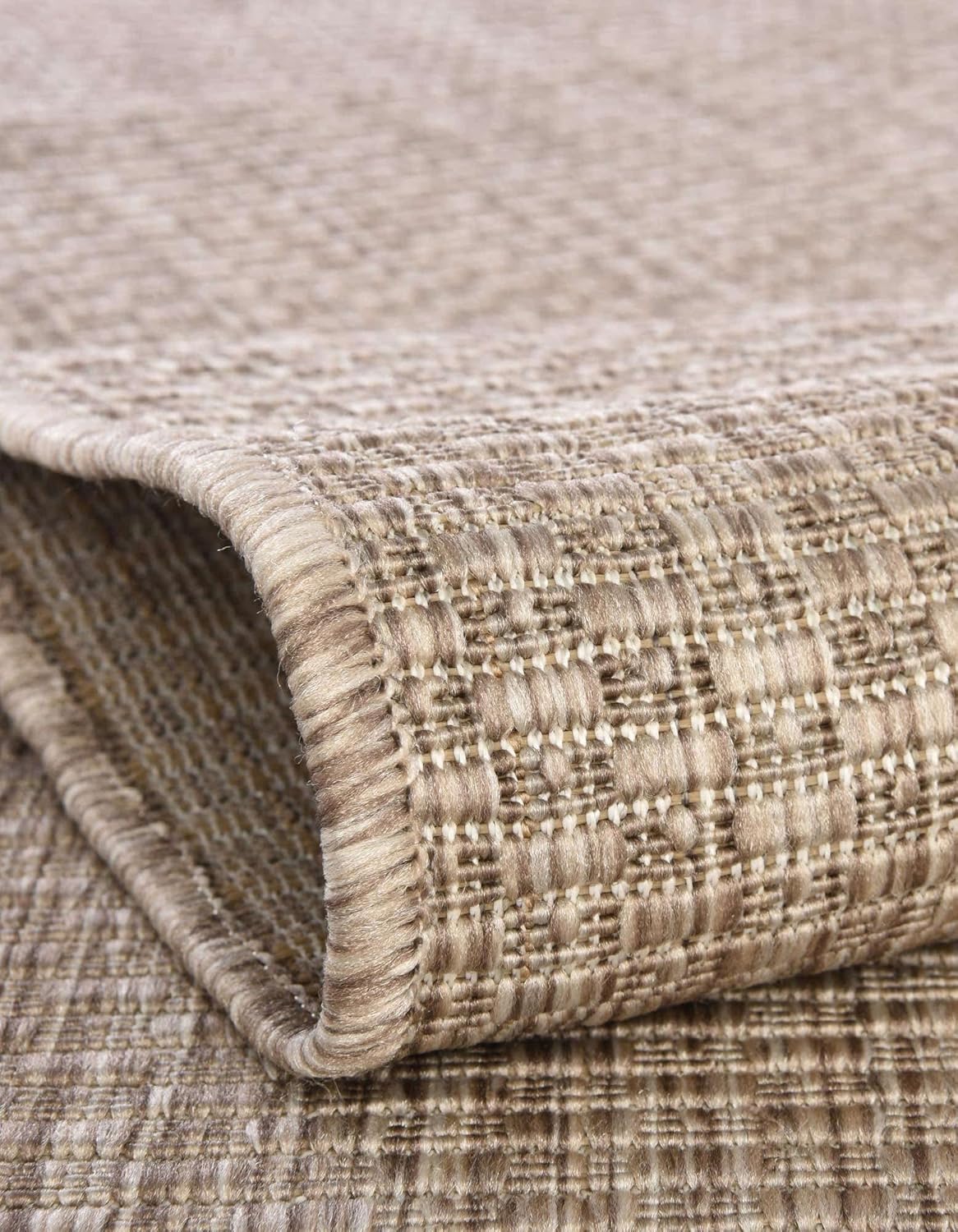 Unique Loom Collection Casual Transitional Solid Heathered Indoor/Outdoor Flatweave Area Rug (2' x 8' Runner, Beige/Ivory)