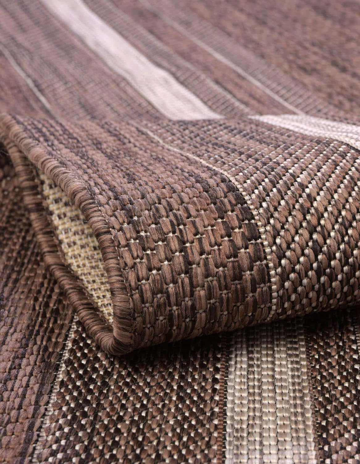 Unique Loom Outdoor Border Collection Area Rug - Soft Border (2' 7" x 4' 1" Hearth Brown/Ivory)
