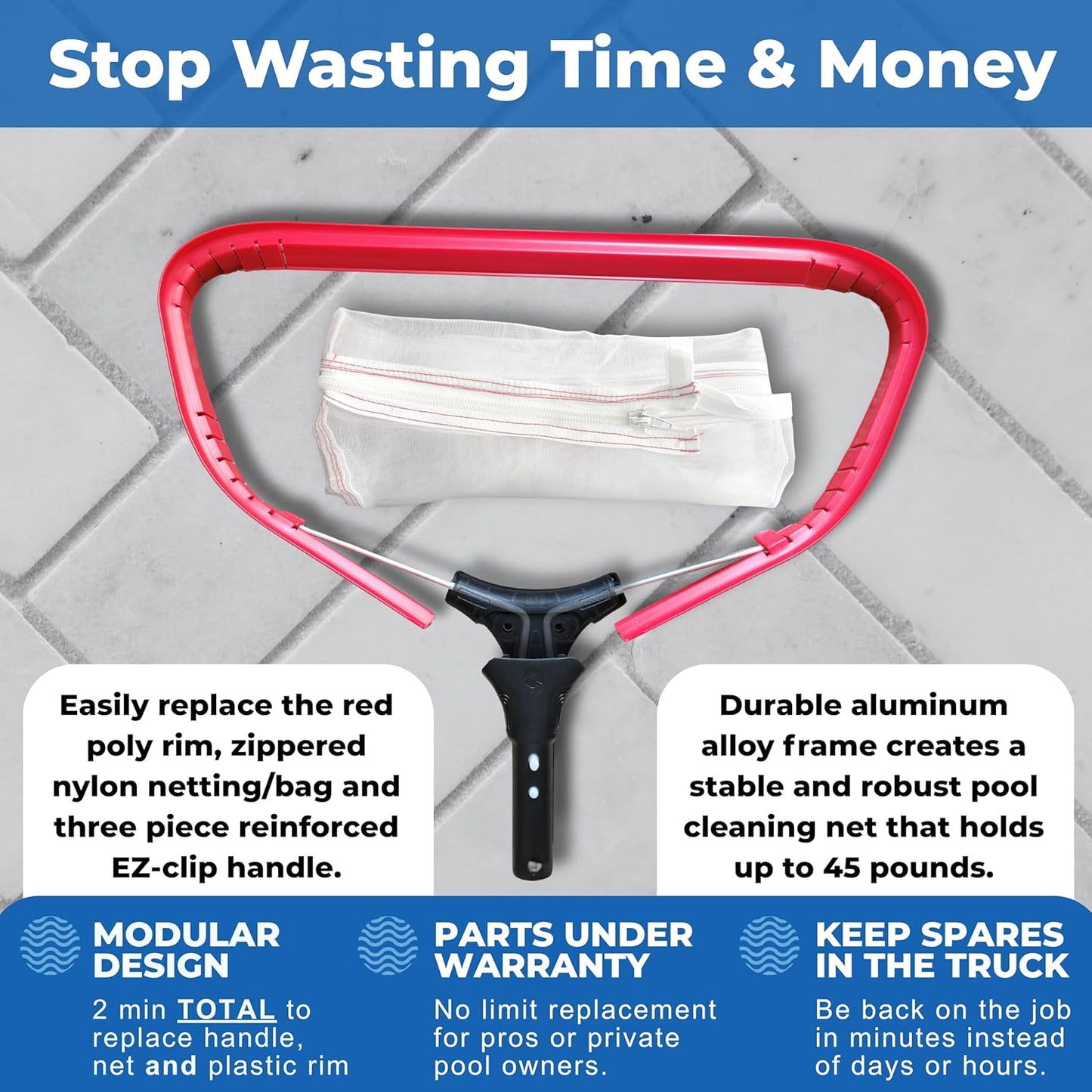 ProTuff 13" Spa Silt Net for PROS – “490 Promise” Unlimited, Unconditional Replacement - Heavy Duty Ultra Fine Mesh Silt & Sand Skimmer Cleans 3X Faster Than Vacuum - 13 inch Leaf Rake Bag for Pollen