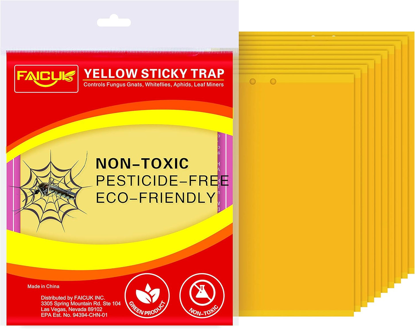 Faicuk Yellow Dual-Sided Sticky Fly Traps for Plant Insect Like Aphids, Fungus Gnats, Leaf Miners and White Flies (10 Pack)