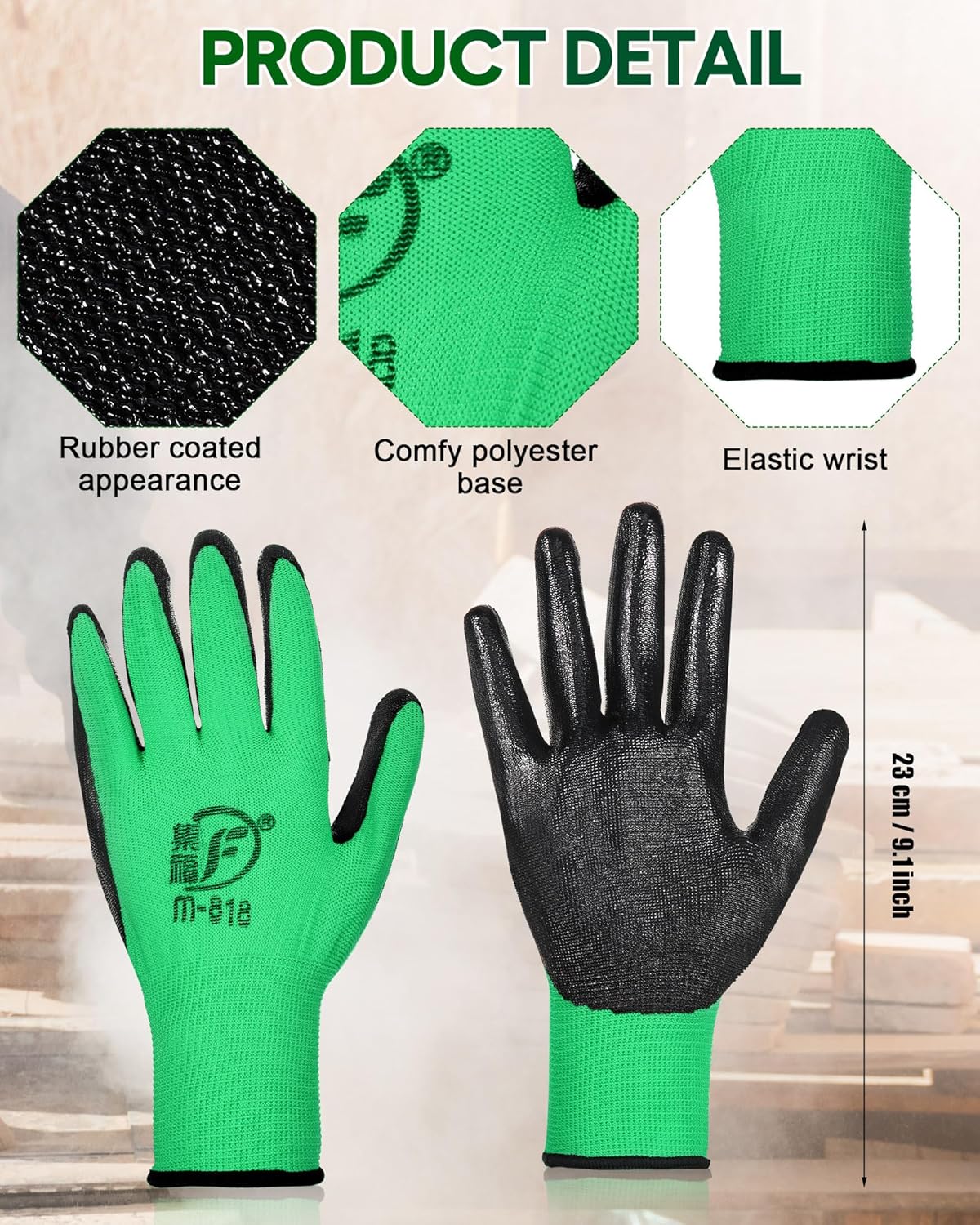 Nuogo 24 Pairs Gardening Gloves for Men Women Rubber Coated Landscaping Work Gloves Safety Work Construction