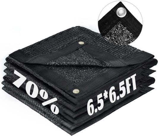 LOVE STORY 6.5x6.5FT 70% Black Shade Cloth Sun Shade Net with Grommets Sunblock Net Mesh Tarp for Garden,Plants Cover,Greenhouse and Patio