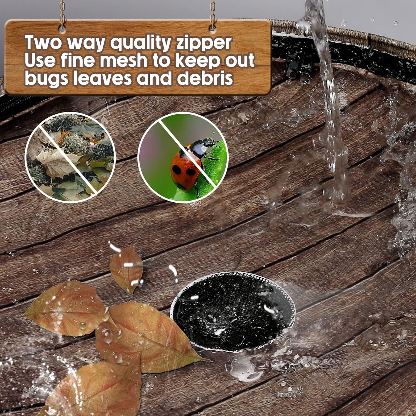 Collapsible Rain Barrels, 50 Gallon Rain Water Collection Barrel, Rain Catcher Barrels to Collect Rainwater from Gutter, Leak-Proof Design, Woodgrain