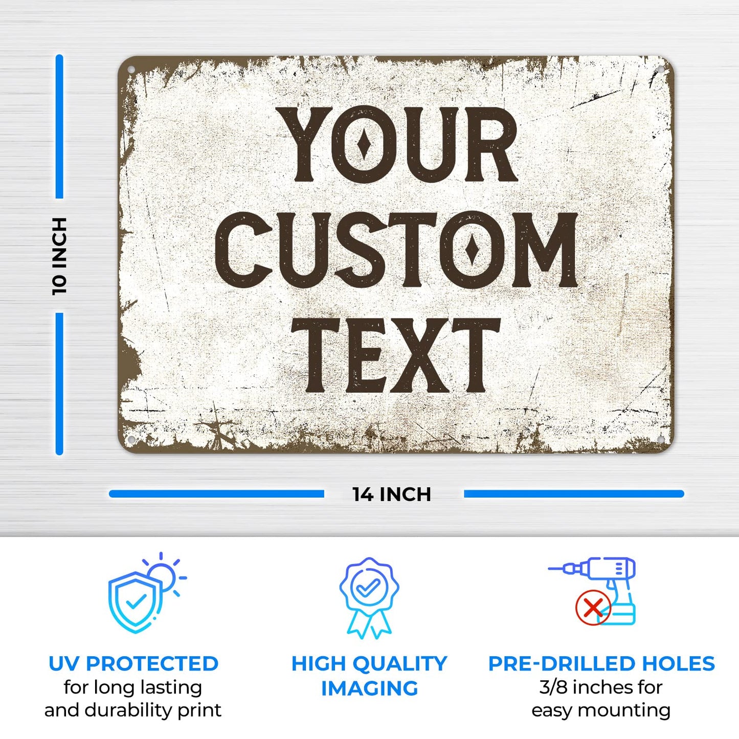 Rustic Custom Sign, Personalized Metal Signs, Gifts for Him Men Dad, Man Cave, Indoor and Outdoor Use 14x10 Inches, ACM, Fade Resistant, Made in The USA