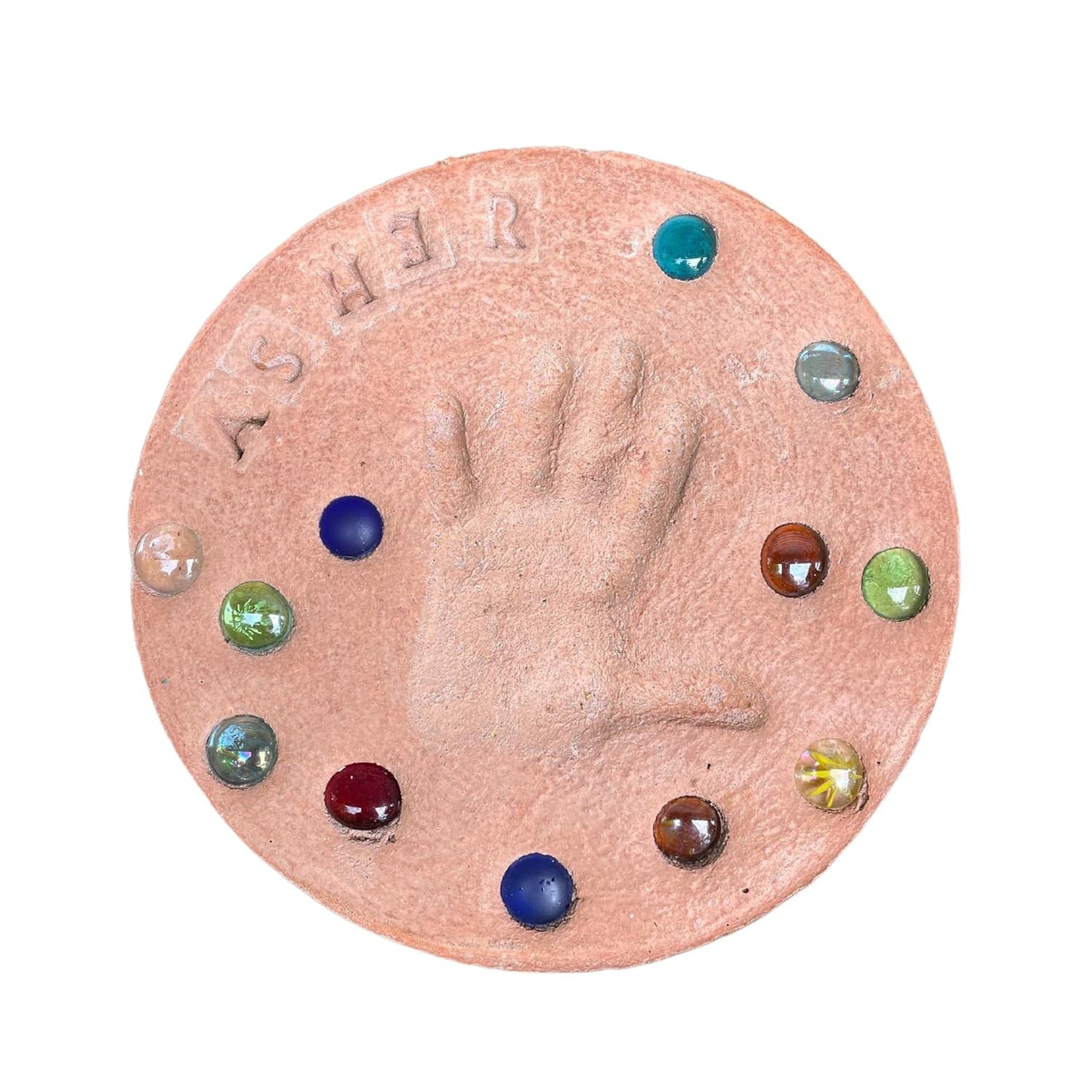 DIY Stepping Stone Kit with Color Pigment, Handprint Stepping Stone, Mother's Day Gift, Footprint Stepping Stone (8 Inch, Orange)