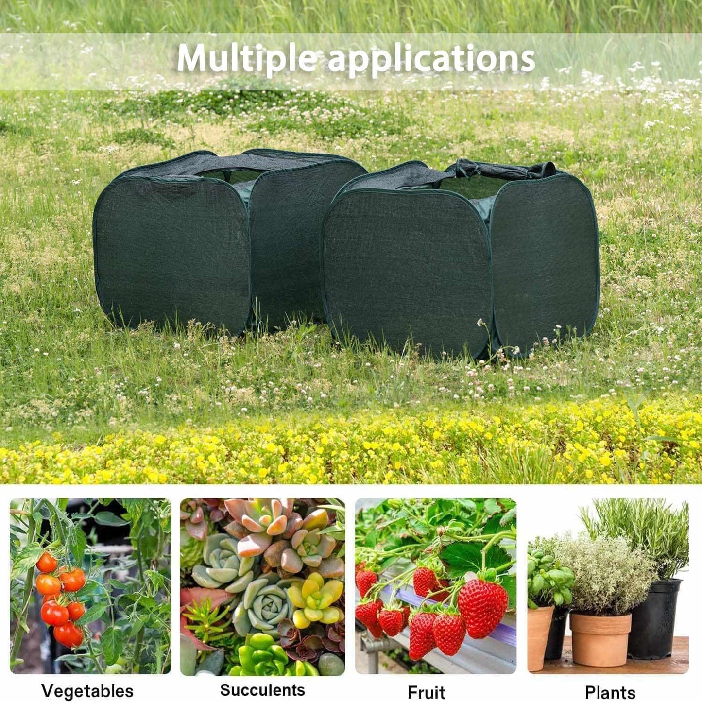 Porayhut Pop up Sunshade Cloth,Pack of 2,Easy Open Crop Shade Net UV Resisitant Plant 80% Sunblock Net for Plant Mini Flower Pot with Stakes