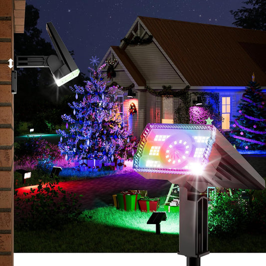 Solar Spot Lights Outdoor, 58 LED 8 Color Modes Solar Pathway Lights, Multicolor RGB Flood Light Waterproof IP67, 2-in-1 Wall Light for Tree Garden Pathway (Multicolor, 4 Pack)