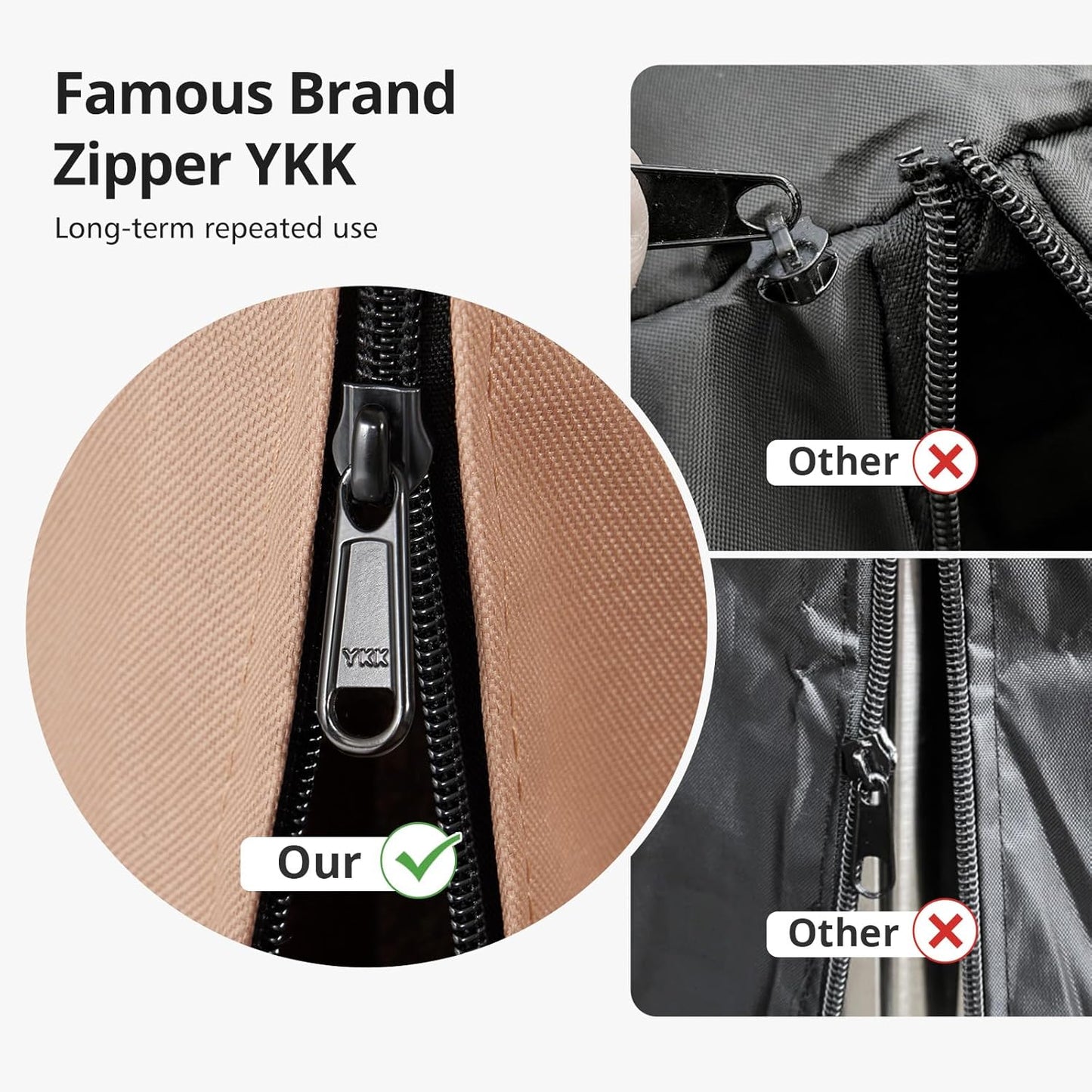 QH.HOME Winter Patio Heater Covers, [2025 Upgraded Tear-Resistant Fabric] Waterproof with Robust Zipper ,Height fit 87"-92",Dustproof/Wind/Sunlight/Snow-Resistant, Camel