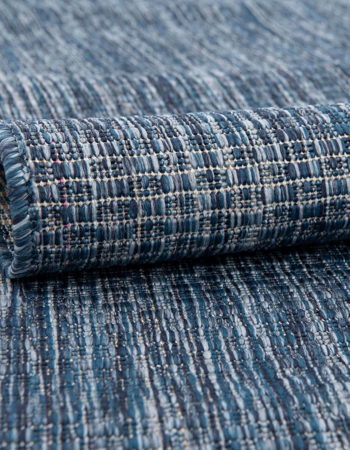 Unique Loom Outdoor Solid Collection Area Rug (6' 1" Round Blue/Navy Blue)