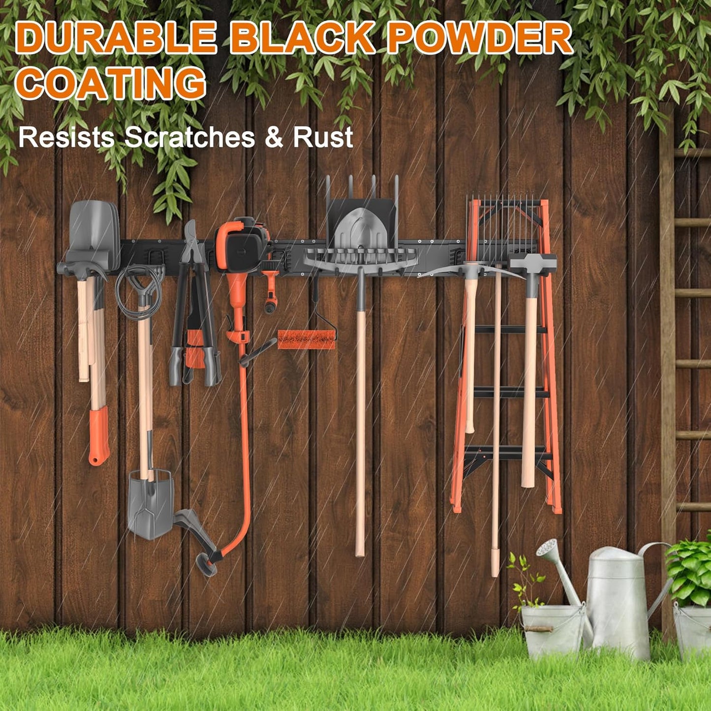 Garage Storage, Ultimate Wall-Mounted Garage Organizer for Men 64Inch, Heavy Duty 550lbs Tool Rack with Adjustable Metal Hooks Yard, Shed & Workshop Storage for Tools, Bikes, Snowboards Gift