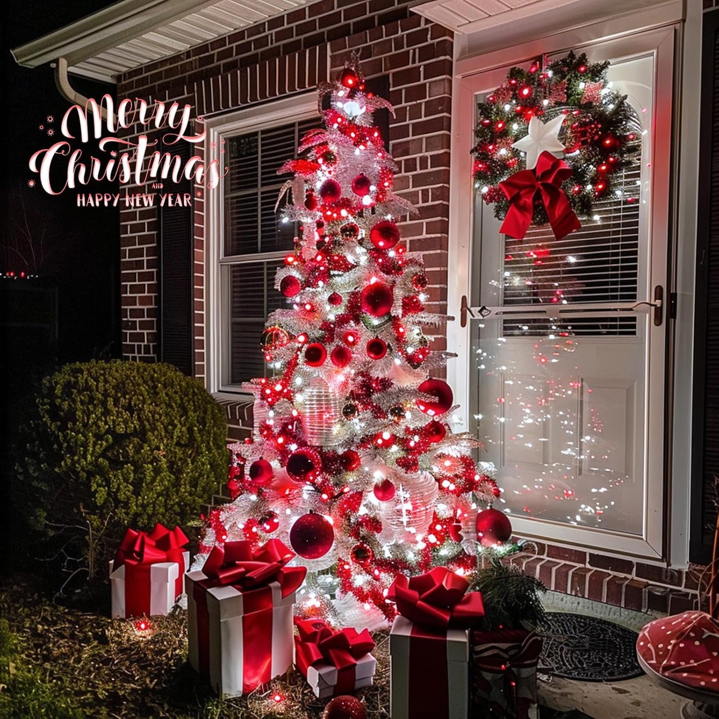 JMEXSUSS 2 Pack Red and White Solar Christmas Lights, Total 400 LED 151FT Solar String Lights Outdoor Waterproof, 8 Modes Solar Lights for Outside Tree Patio Christmas Decorations