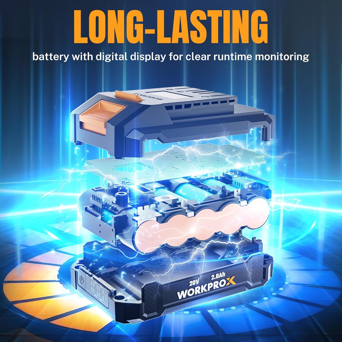 WORKPROX 20V Cordless Grass Shear & Shrubbery Trimmer - 2-in-1 Handheld Electric Grass Trimmer Hedge Shears/Grass Cutter, Rechargeable Lithium-Ion Battery and Type-C Cable Included