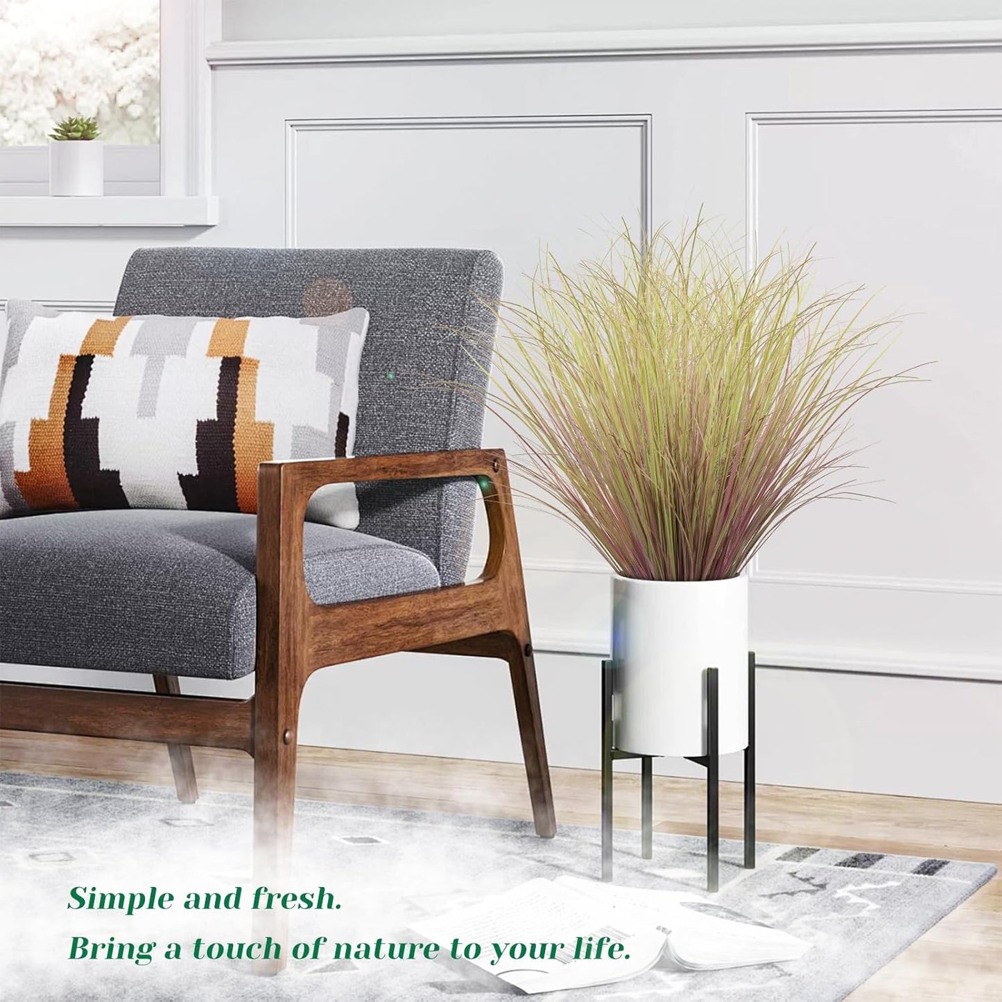 48Pcs Artificial Grass Plants, Faux Shrubs Wheat Grass, Artificial Tall Grass Fake Plants for Outdoor Decor,Artificial Greenery Stems Weed for Room Indoor Home Decor（Light Purple）