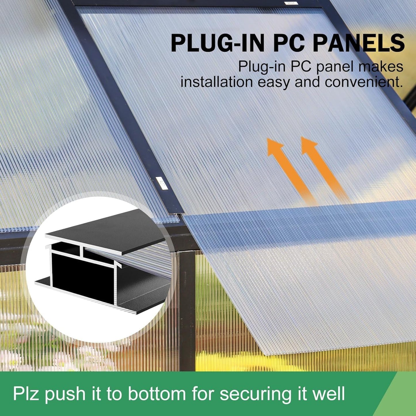 10x16 FT Greenhouse for Outdoor, Large Easy Assembly Heavy Duty Polycarbonate Panels Aluminum Frame Walk-in Green House with 3 Windows Wider Door for Garden Plants