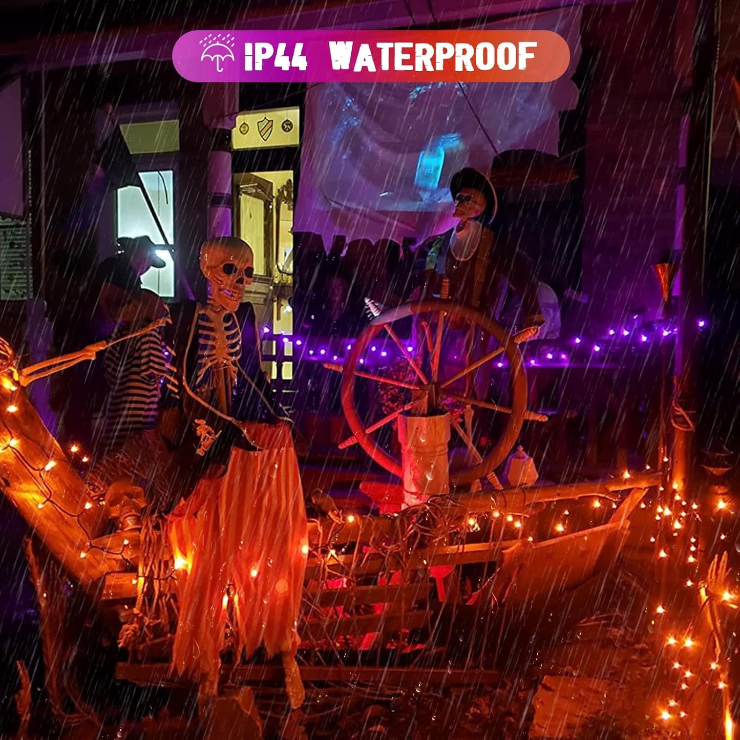 JMEXSUSS 2 Pack Purple and Orange Solar Christmas Lights, Total 400 LED 151FT Color Changing Solar String Lights Outdoor Waterproof for Outside Patio Yard Tree Halloween Christmas Decorations