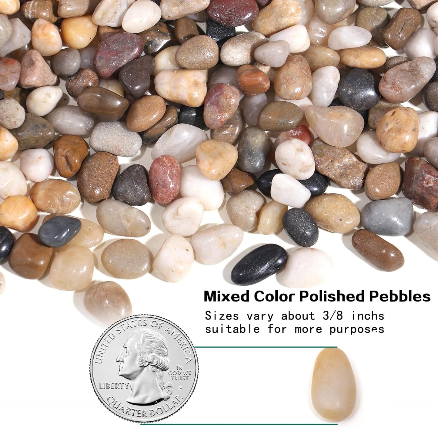 10lbs Rocks for Plants Indoor, 3/8 Inch Small Pebbles for Plants, Aquariums, Bamboo, Vase, Succulent, Outdoor Landscaping, Decorative Plant Rocks for Pots Indoor, Polished Mixed Color