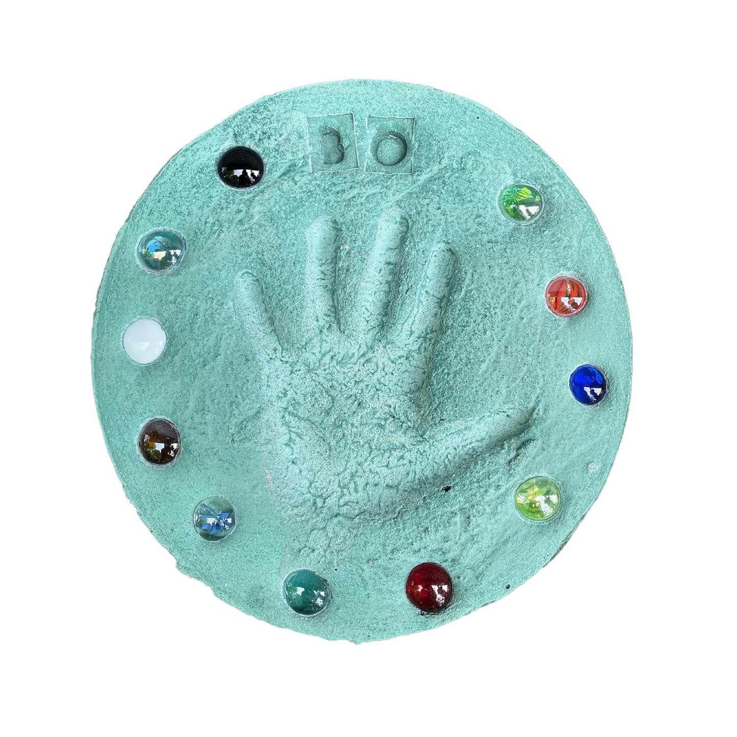 DIY Stepping Stone Kit with Color Pigment, Handprint Stepping Stone, Mother's Day Gift, Footprint Stepping Stone (8 Inch + Stamp Set, Green)