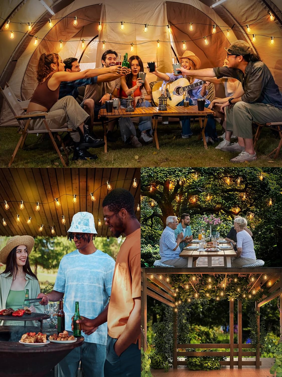 Svater Outdoor String Lights 100 FT, Patio Light for Outside with Shatterproof Bulbs, Waterproof LED Hanging Lights for Cafe Backyard Bistro Party, Warm White