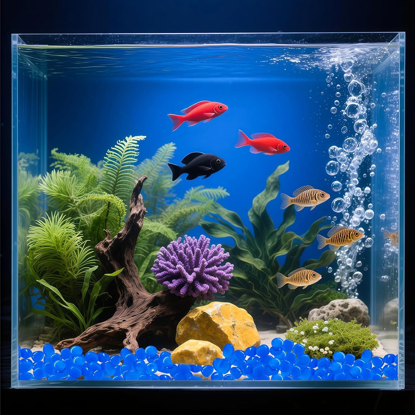 Glow in The Dark Fish Tank Rocks,Blue Glowing Rocks Stones Resin Glow in Dark Pebbles for Outdoor Garden, Fish Tank, Aquarium, Landscaping,Driveway Decoration,1.4 Lb