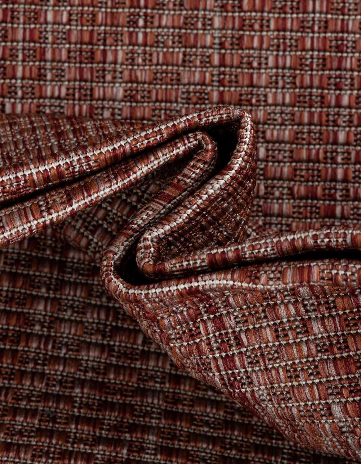 Unique Loom Outdoor Border Collection Area Rug - Soft Border (10' x 13' 1" Rectangle Rust Red/Ivory)