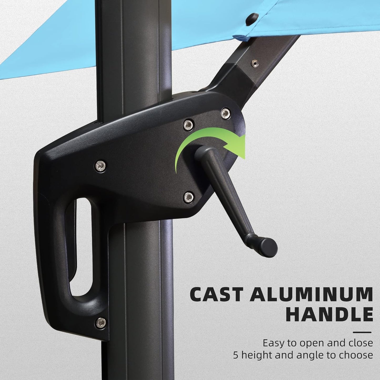 PURPLE LEAF 10' X 13' Patio Umbrella Outdoor Cantilever Rectangle Umbrella Aluminum Offset Umbrella with 360-degree Rotation for Garden Deck Pool Patio, Turquoise Blue