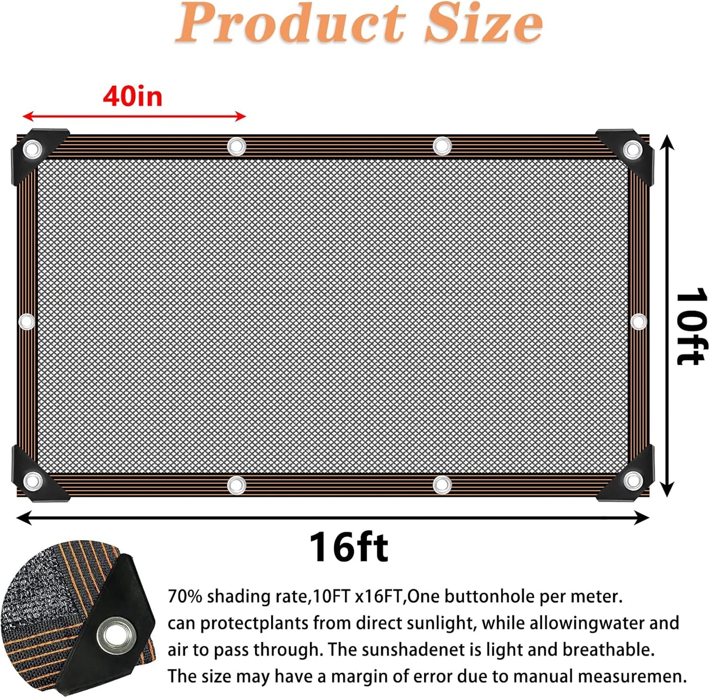 Shade Cloth - for Plants Greenhouse, 70% Sunblock Shade Sails -for Outdoor Garden Pergola Patio Lawn Sun Shade Cloths for Kennel Chicken Coop Easier to Hang Plant Shade Net Cover