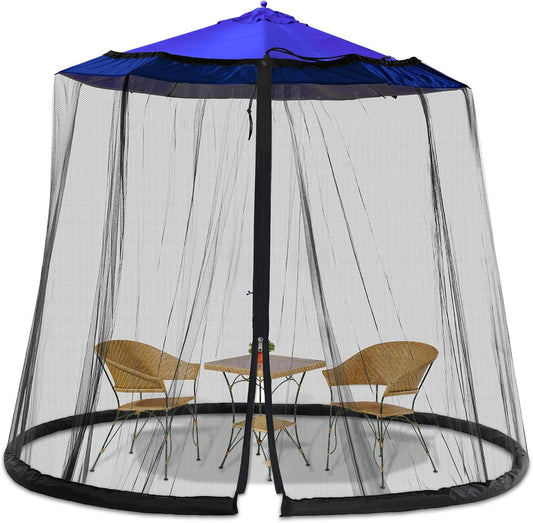 7.5-13FT Patio Mosquito Netting - Mosquito net for Patio Garden and Outdoor Umbrellas with Adjustable Elastic Cord and Zipper Umbrella net