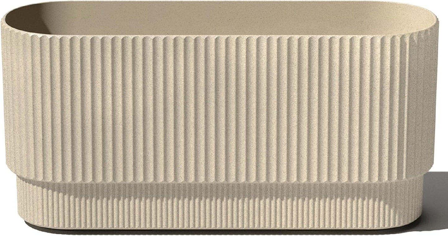 Veradek Demi Series Long Planter for Porch, Patio, Backyard | Durable Plastic-Concrete Material | Modern Décor for Shrubs, Flowers