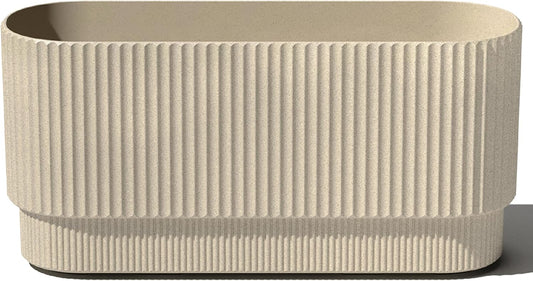 Veradek Demi Series Long Planter for Porch, Patio, Backyard | Durable Plastic-Concrete Material | Modern Décor for Shrubs, Flowers