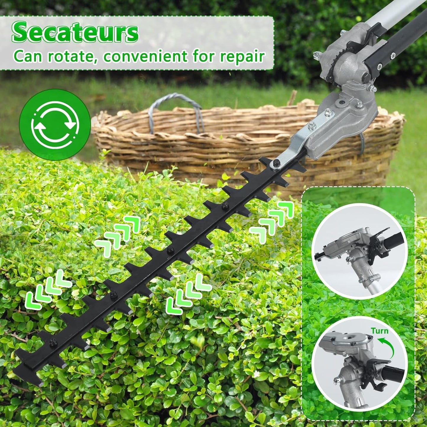 8-in-1 Gas Weed Wacker, 52cc 2-Cycle Gas Weed Eater,Latest Weed Eater，Edger Pole Saw Chainsaw Pruner Brush Cutter for Yard & Garden，9500RPM & 40T Blade，Easy Use