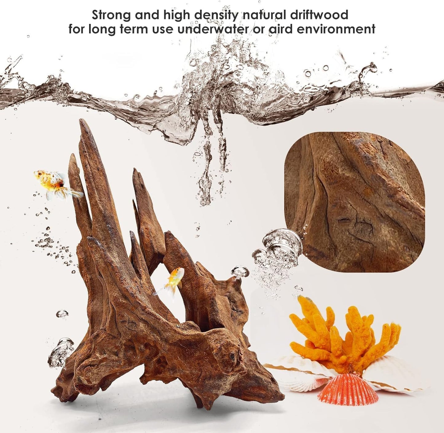 Natural Large Aquarium Driftwood for Fish Tanks & Reptile Terrariums – Safe Fish Tank Decorations, Unique Twisted Branches 2-Piece 14-18 Inch Low Tannin, Easy to Sink