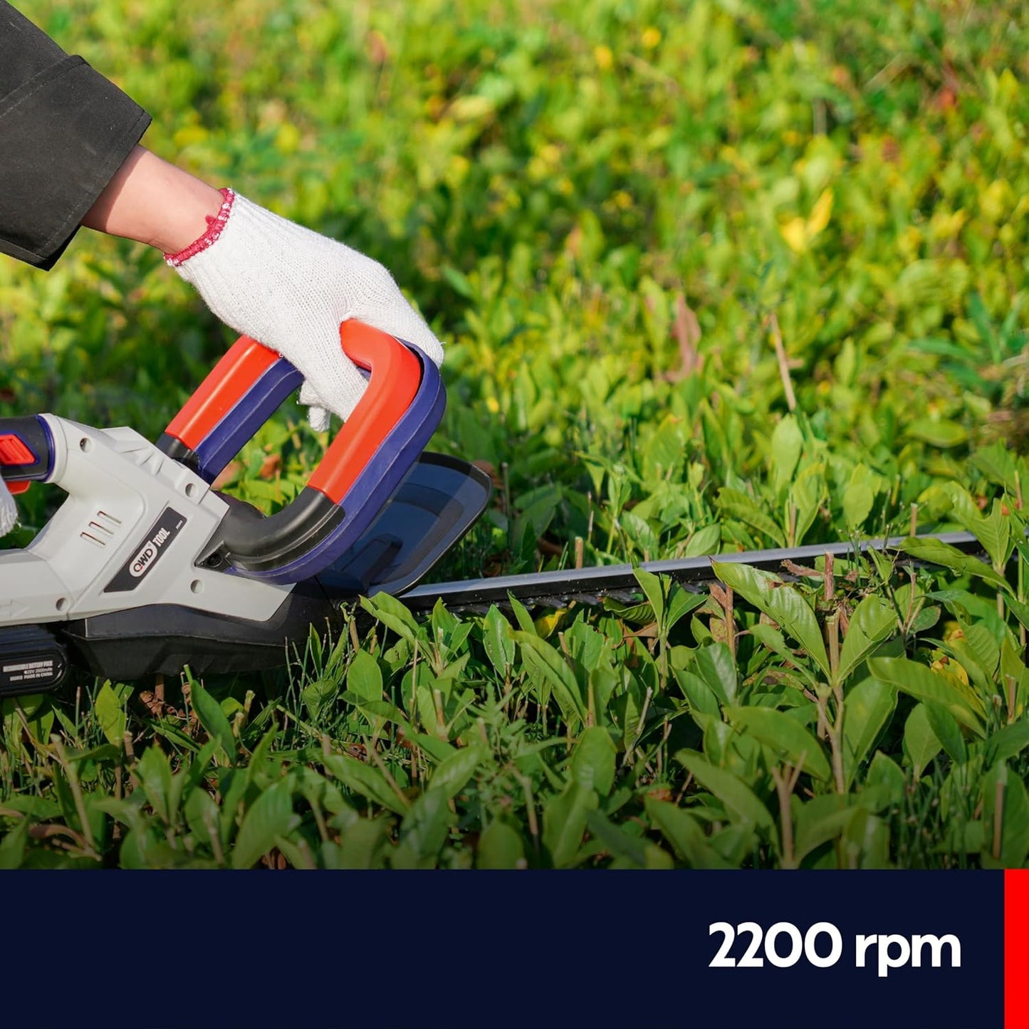 QWD 20v Cordless Hedge Trimmer Powered by Battery(Battery & Charger Included) with 20-Inch Blade & 40-Min Runtime,2200 cuts/Min,Lightweight Aluminum Body for Home Garden