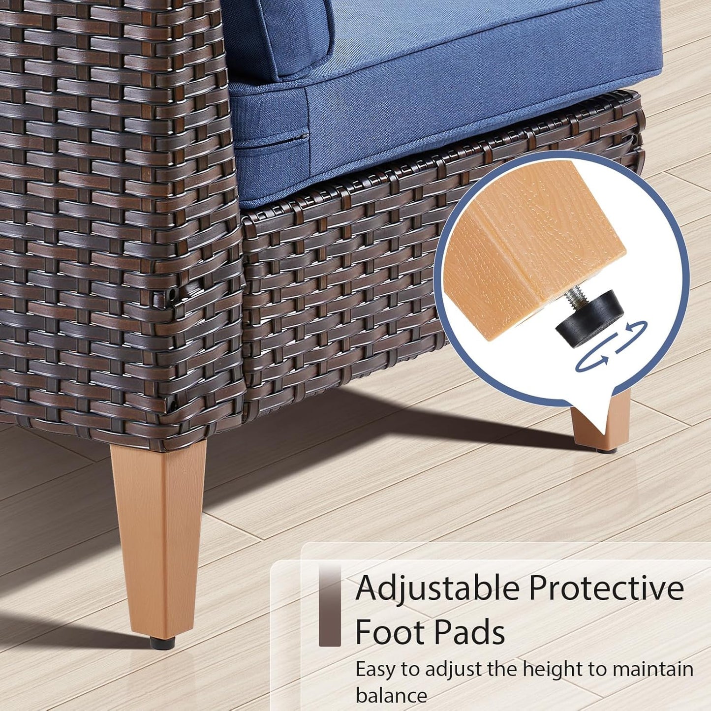 HUMMUH Outdoor Modular Sectional Couch All Weather PE Wicker Patio Sofa Half-Moon Loveseat for Garden Porch Backyard