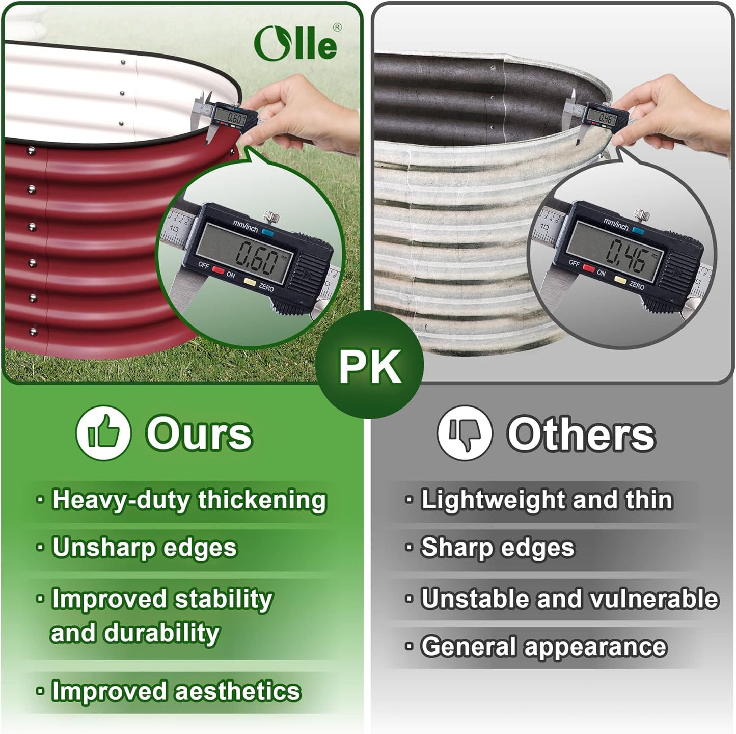 Olle Galvanized Raised Garden Beds Outdoor 17" Tall 12 in 1 Planter Raised Beds for Growing Herbs Vegetables Flowers Raised Garden Beds, Barn Red