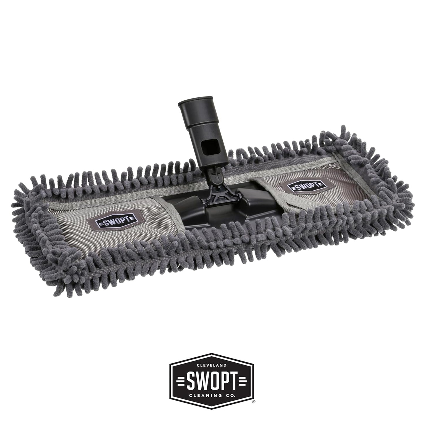 SWOPT Indoor Kit — Includes 18” Dust Mop, Cotton Mop, Angle Broom, 48” and 60” Steel Handles, and Organizer — Cleaning Heads with Long Handle Interchangeable with All SWOPT Cleaning Products