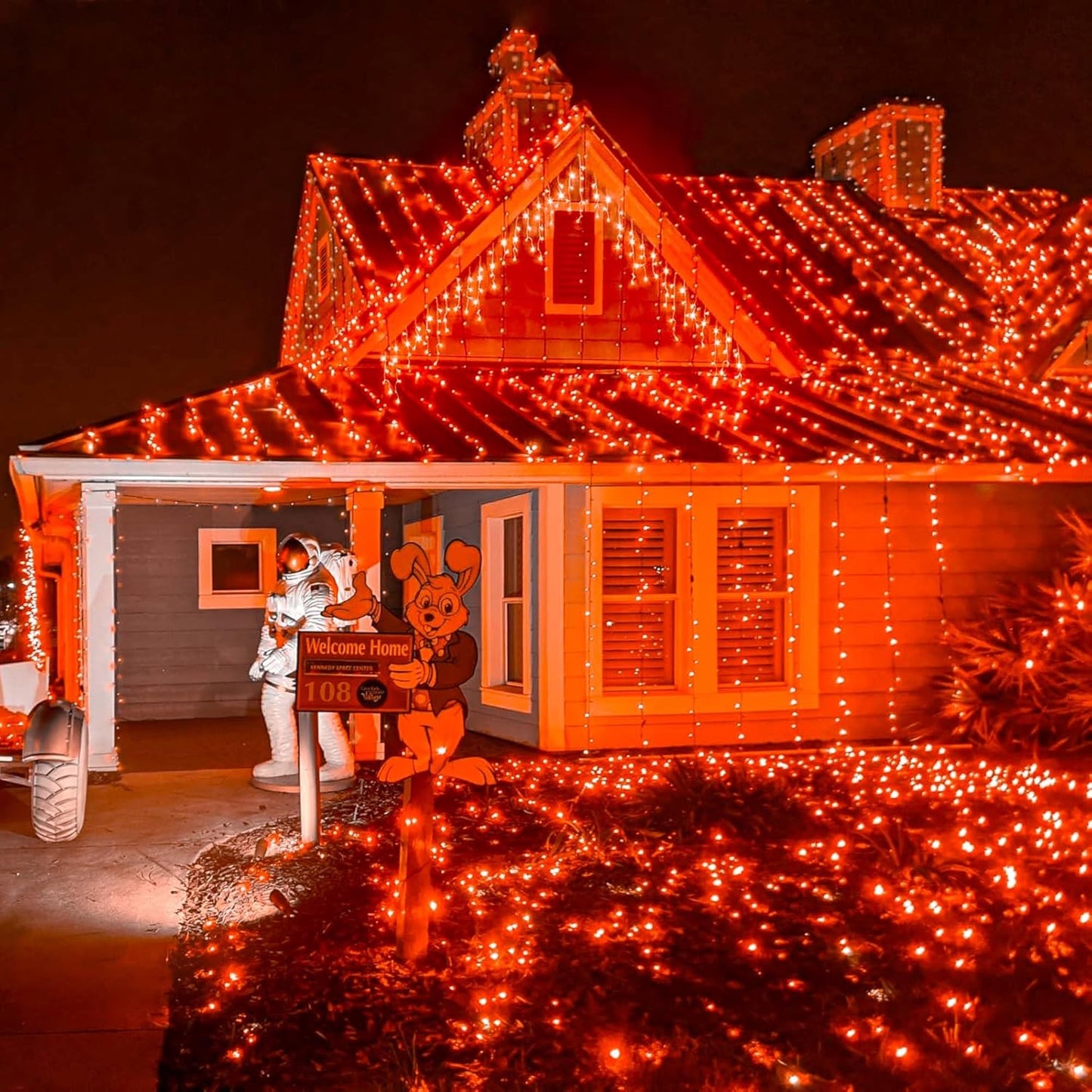 weillsnow 164FT 500 LED Orange Halloween Lights, 8 Modes Waterproof Plug in String Lights for Halloween Indoor Outdoor Yard Party Wedding Garden Home Decorations (Orange)