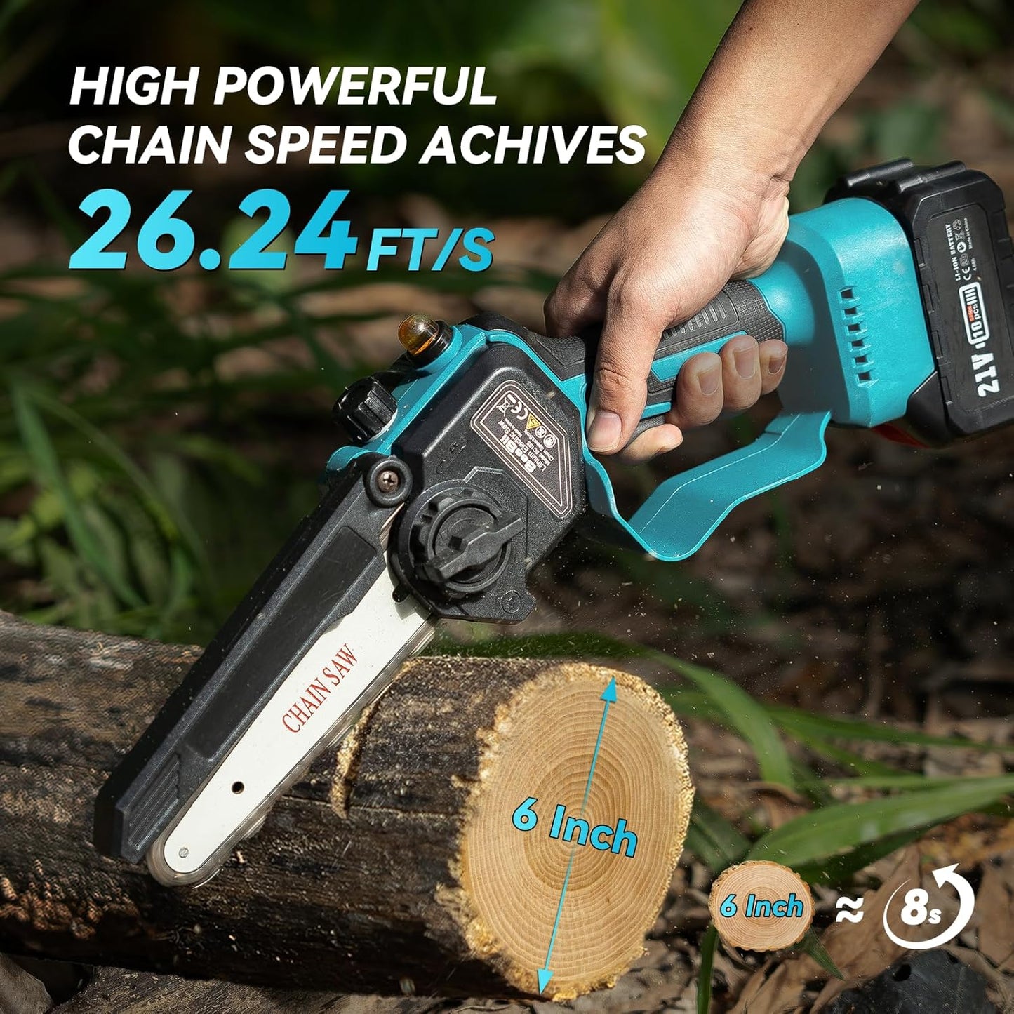 SEESII 4-in-1 Pole Saw & Pruning Shears Combo Kit, 6 Inch Mini Chainsaw for Tree Trimming, Battery Powered Chain Saw with Extension Pole, Limb Branch Cutter Pruner with 2 x 4000mAh Batteries