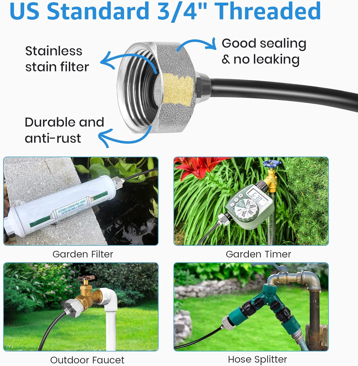 MIXC Misters for Outside Patio, 33FT (10M) Misting Line+8 Mist Nozzles+3/4" Brass Adapter, Outdoor Misting Cooling System for Patio Porch Umbrella BBQ Chicken Coop