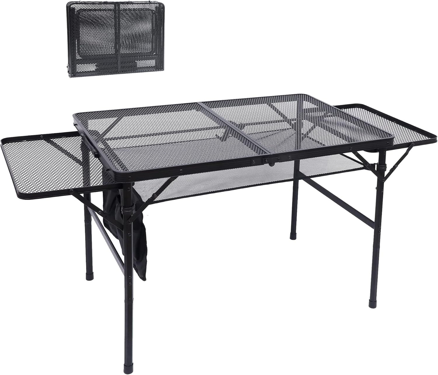 Nice C Folding Grill Table, Camping Table, Tailgate Tables, Grill Tables, Outdoor, Metal Folding Adjustable Height&Width, Mesh Net, Carry Handle
