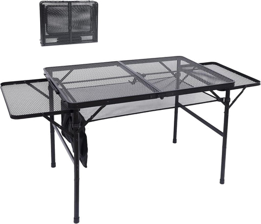 Nice C Folding Grill Table, Camping Table, Tailgate Tables, Grill Tables, Outdoor, Metal Folding Adjustable Height&Width, Mesh Net, Carry Handle