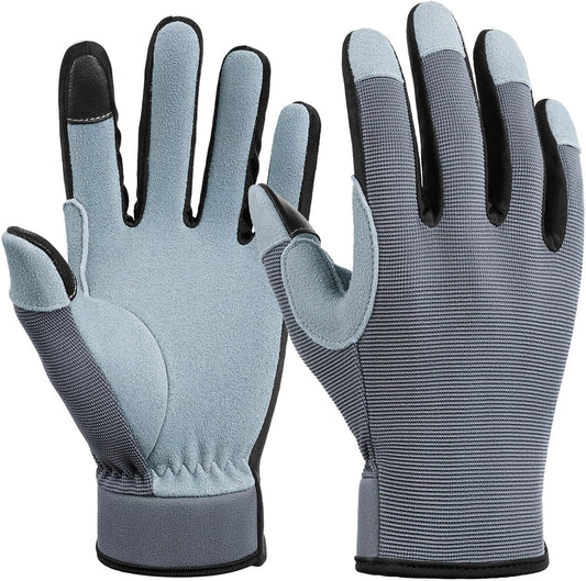 OZERO Women Leather Work Gloves: Touch Screen | Deerskin Garden Gloves with Grip | Ideal for Yard Work, Daily Tasks, Driving