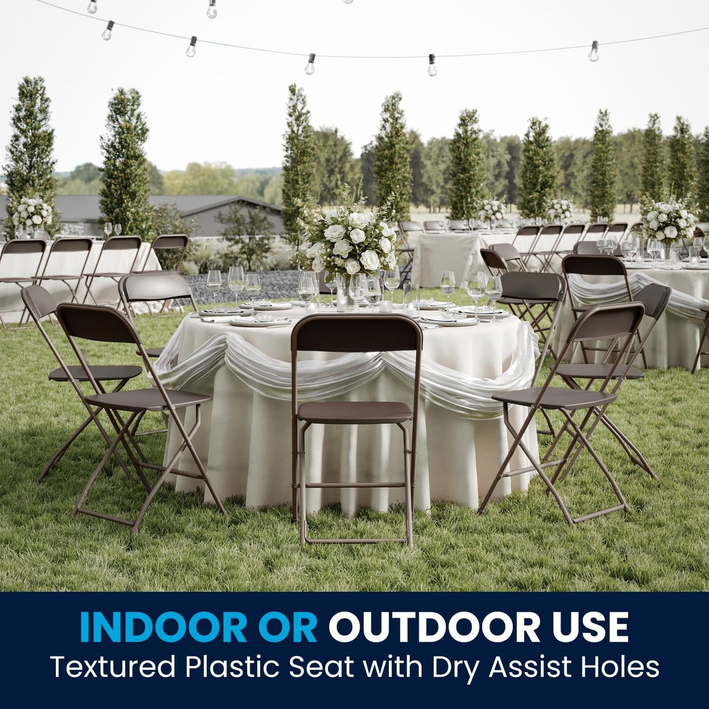 Flash Furniture Hercules Series Plastic Folding Chair - Brown - 6 Pack 650LB Weight Capacity Comfortable Event Chair-Lightweight Folding Chair