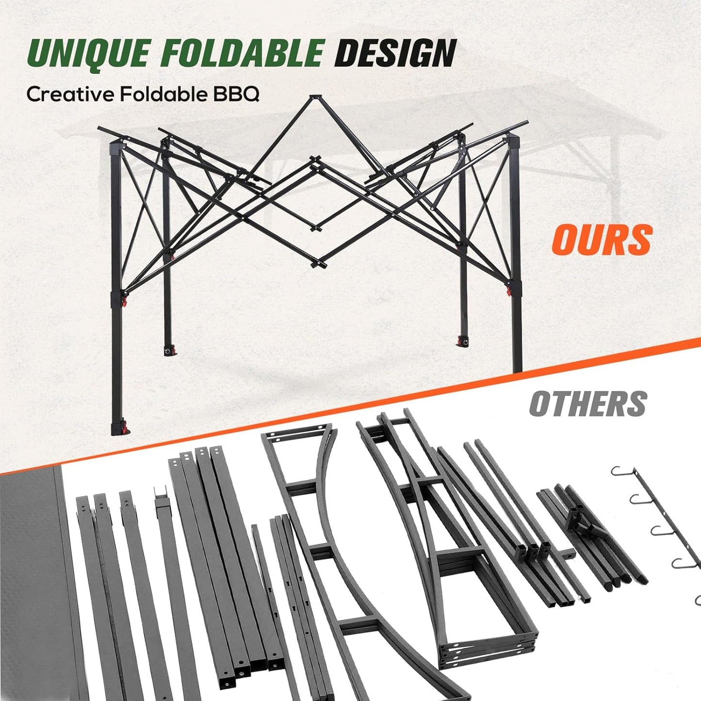 COOS BAY 8x5 Pop up Grill Gazebo Portable BBQ Gazebo Canopy Tent with Carry Bag, Outdoor Barbeque Shelter, Beige