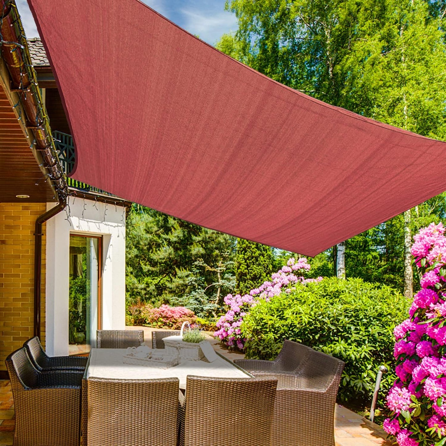 KANAGAWA 7'X9' Rust Red Custom Size Sun Shade Sail Rectangle UV Block Canopy Cover for Patio Backyard Lawn Garden Outdoor (Customized Available)