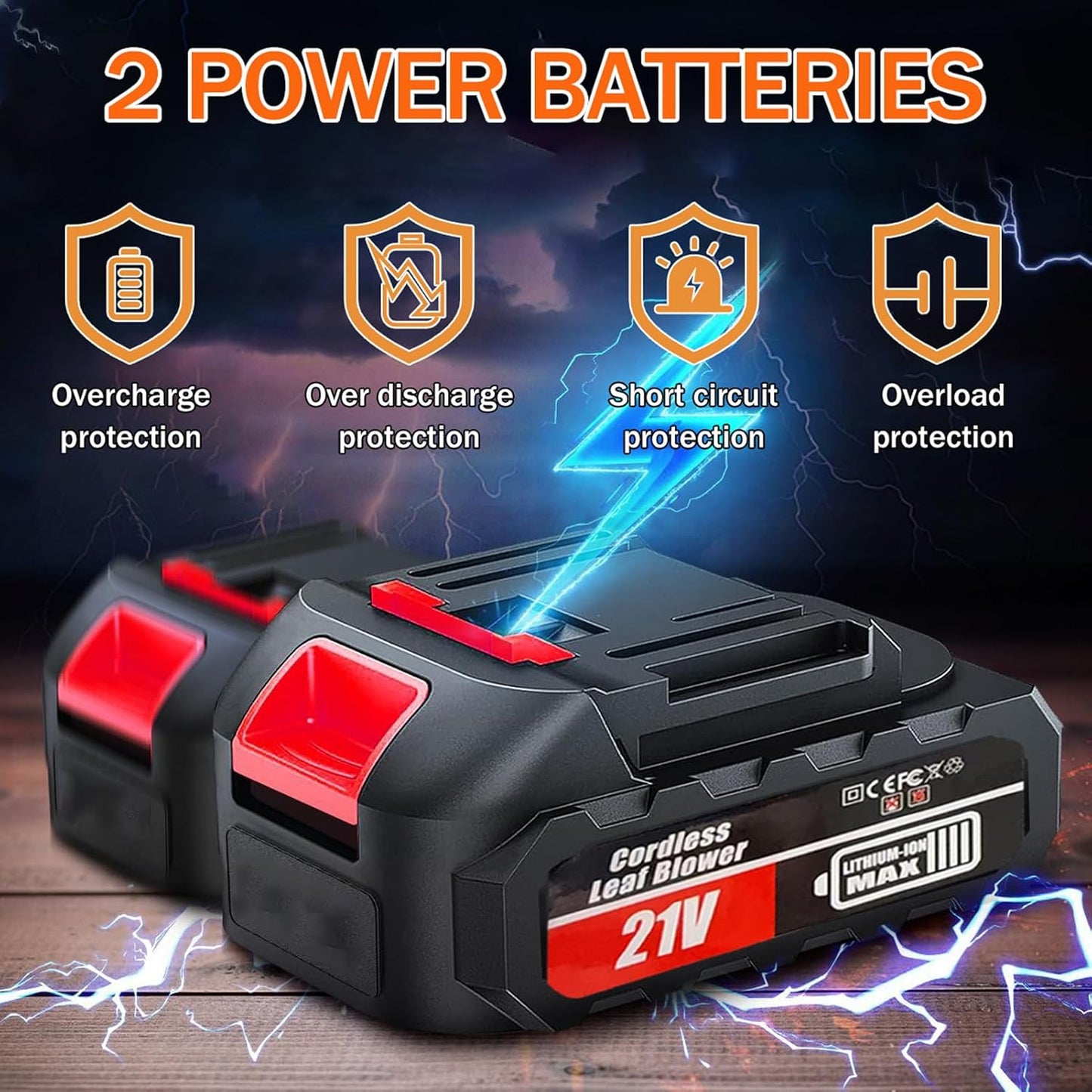 Cordless Leaf Blower Portable Dust Cleaner Electric Blower Lightweight Handheld Leaf Blast with Stepless Speed, with 2 Batteries for Patio Cleaning, Blowing Leaves, Drying, Camping