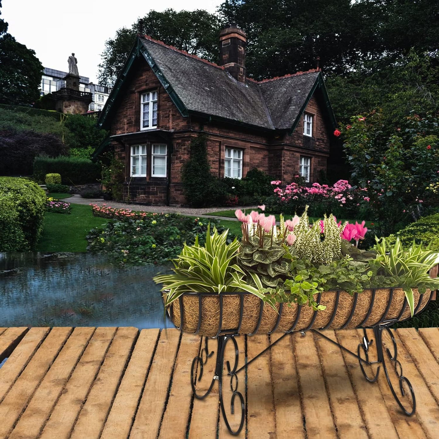 EROCK 2PCS Trough Coco Liners for Planters Wall Basket 24/30/36/48 inch, Replaceable Coconut Fiber Plant Basket Liner for Plant Hanging Basket, Garden Flower Vegetables Pot (36inch)