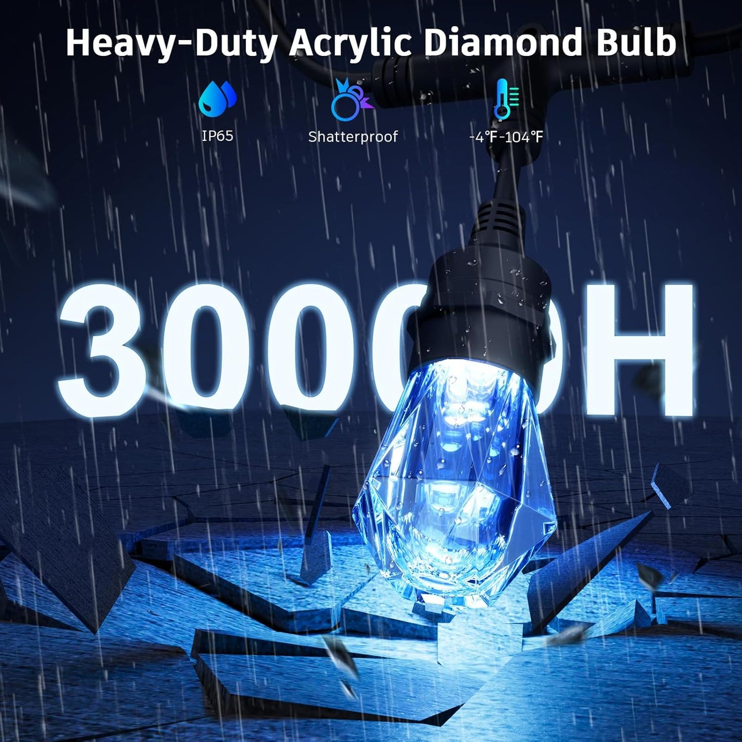 XMCOSY+ Smart Outdoor String Lights - 123ft RGBCWIC Patio Lights with 40 Color Changing Bulbs, LED String Light for Outside Backyard Bistro Party, APP WiFi Control, Work with Alexa, IP65 Waterproof