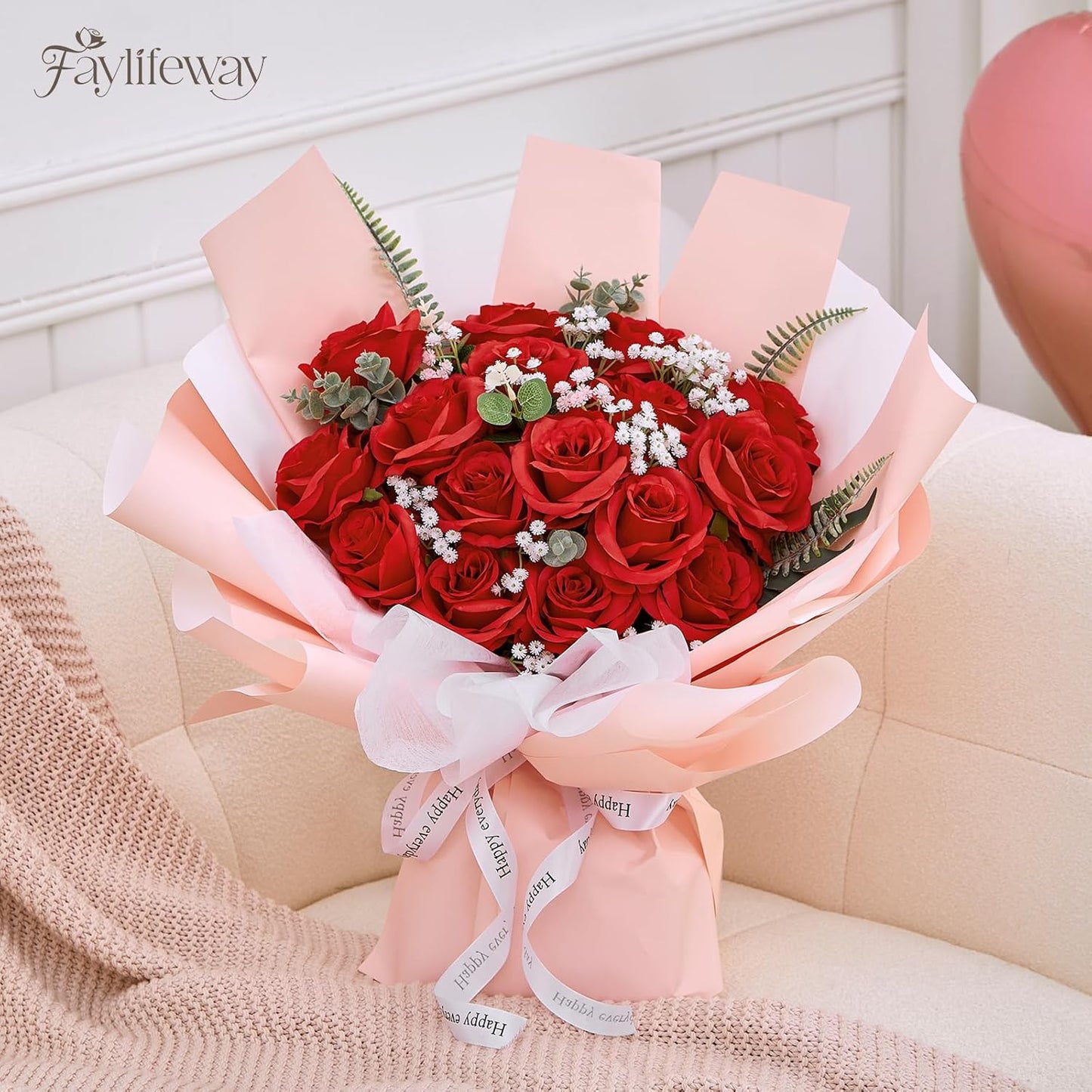 50PCS Artificial Red Roses, 3.9'' Silk Flower Head Fake Red Rose with Long Stems, Realistic Faux Roses Bouquet for DIY Wedding Home Party Office Decoration