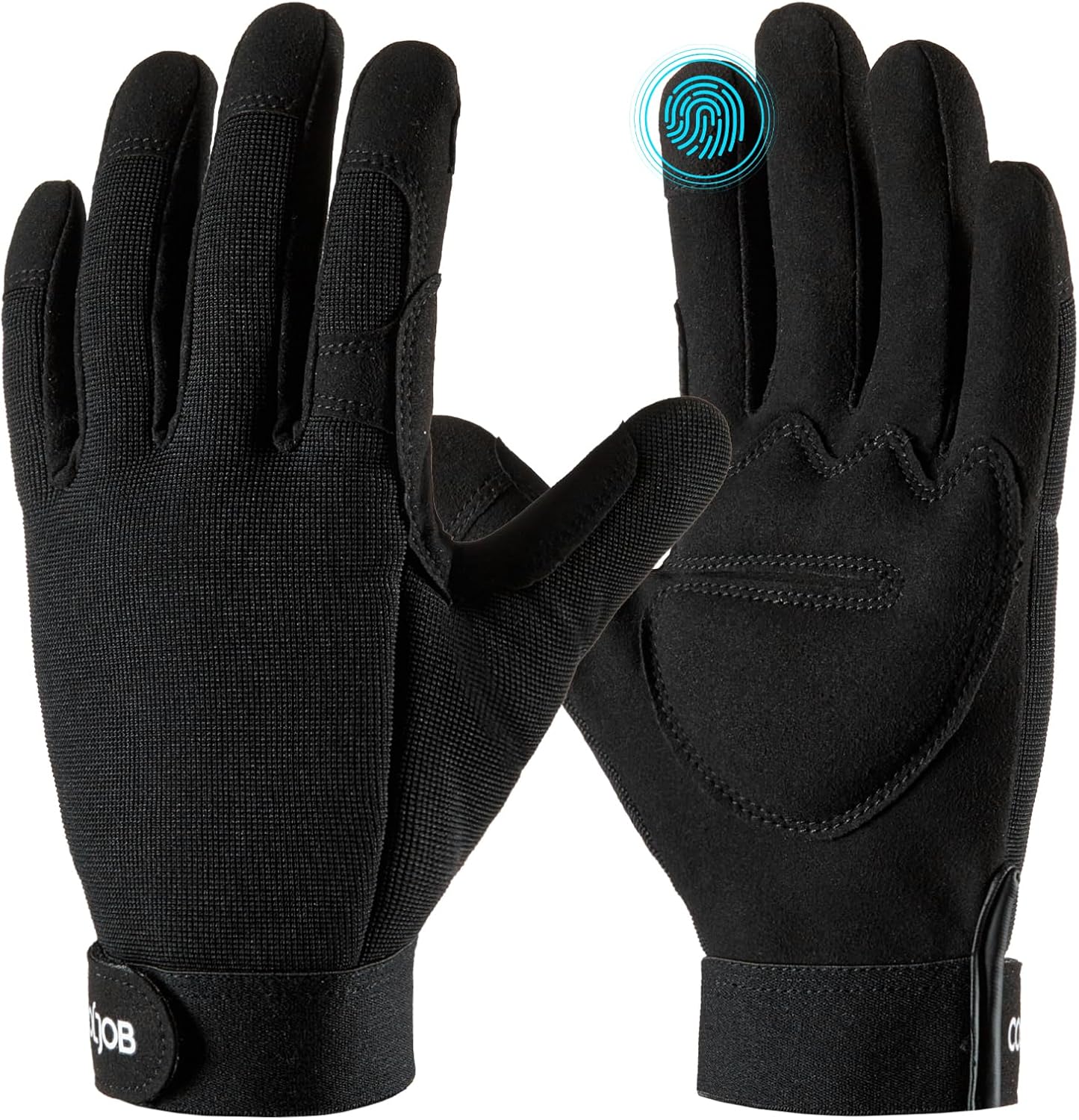 COOLJOB Thorn Proof Garden Gloves with Touchscreen Fingers for Men, Rose Pruning Work Gloves with Palm Cushion for Gardener, Farmer and Landscaper (Black 1 Pair Small)